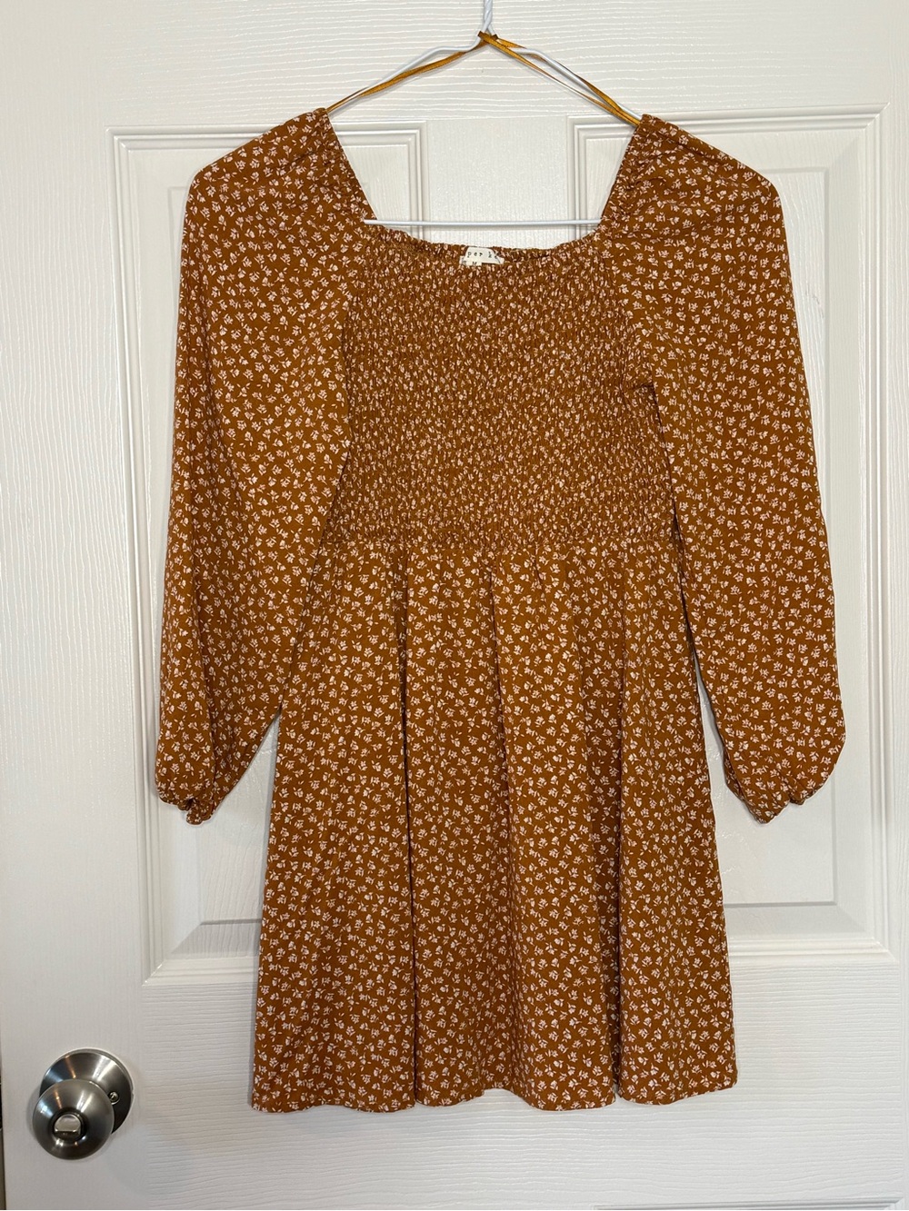 Copper Key Rust Floral Smocked Long Sleeve Mini Dress | Size M | Cottagecore Fal